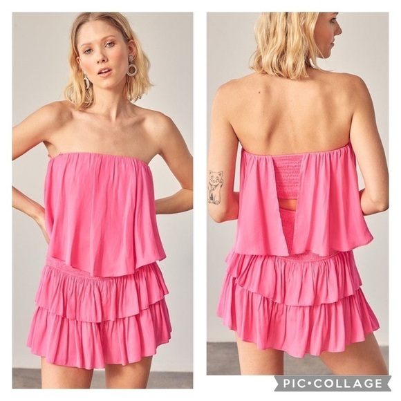 NWT Pants Store Tube Top Ruffle Dress With Shorts Large - Picture 1 of 9